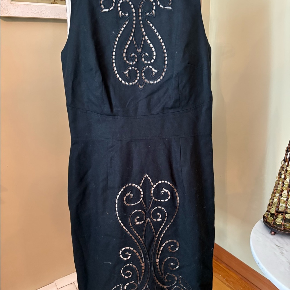 Maggy London Black Midi Dress with Silver Embellishments